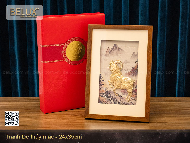 Tranh dê thủy mặc dát vàng kt 35x24cm&nbsp;